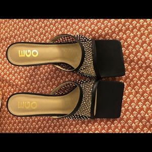 Square toe Rhinestone Mesh Heel Sz 11